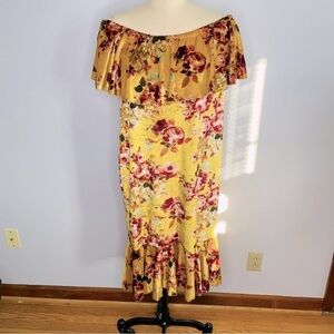 LuLaRoe Velvet Cici Dress- Yellow Floral- Size 3XL- NWT